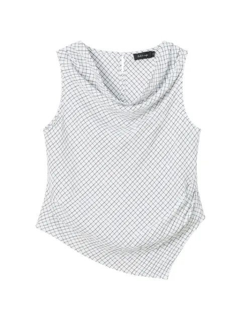 tout a coup check-print asymmetric top White M133AU6