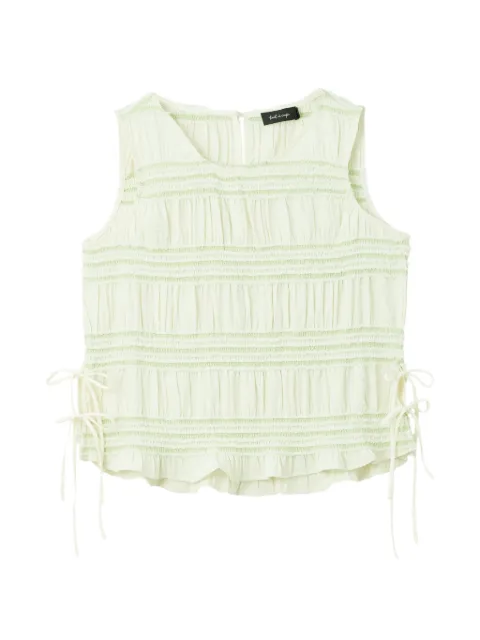 tout a coup shirred ruffled blouse Green M132AU6