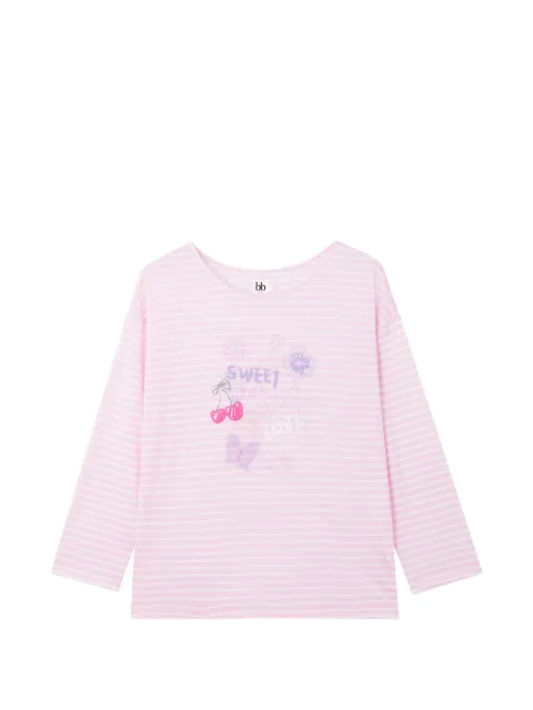 b+ab striped graphic-print long-sleeve T-shirt Pink 6U680AS