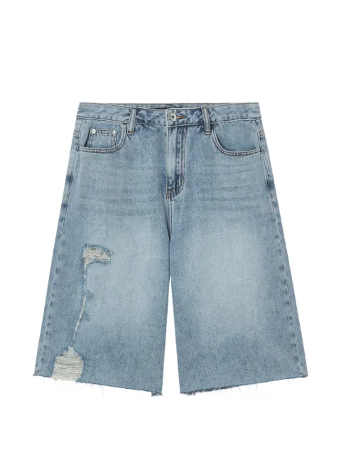 tout a coup distressed raw-cut denim shorts Blue M142AU6