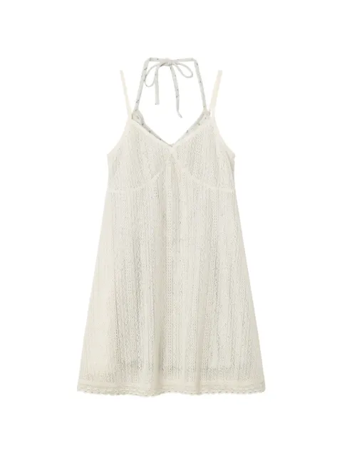b+ab crochet-knit layered mini dress White 6U659AS