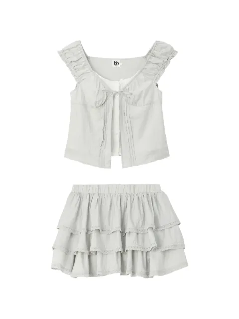 b+ab ruffled tiered blouse and mini skirt set Grey 6U176AS
