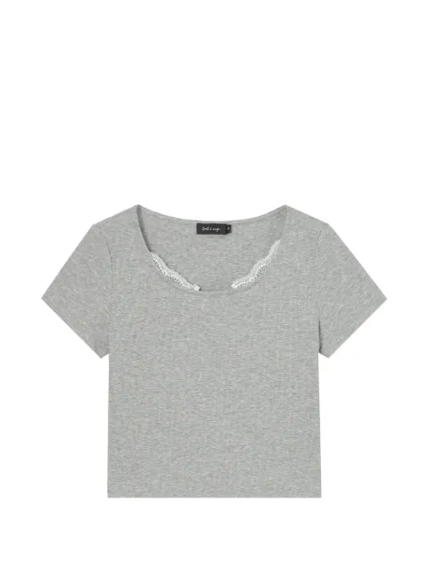 tout a coup lace-trim ribbed T-shirt Grey M631AU6