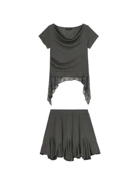 tout a coup lace-trim ruffled mini dress Grey M629AU6