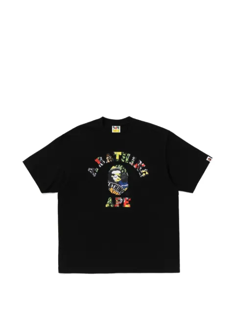 A BATHING APE® Multi Logo College cotton T-shirt Black 001TEM301342M