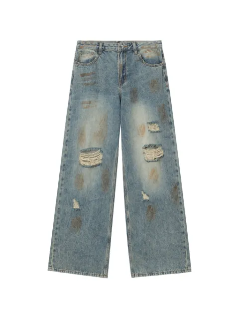 tout a coup distressed wide-leg denim jeans Blue M139AU6
