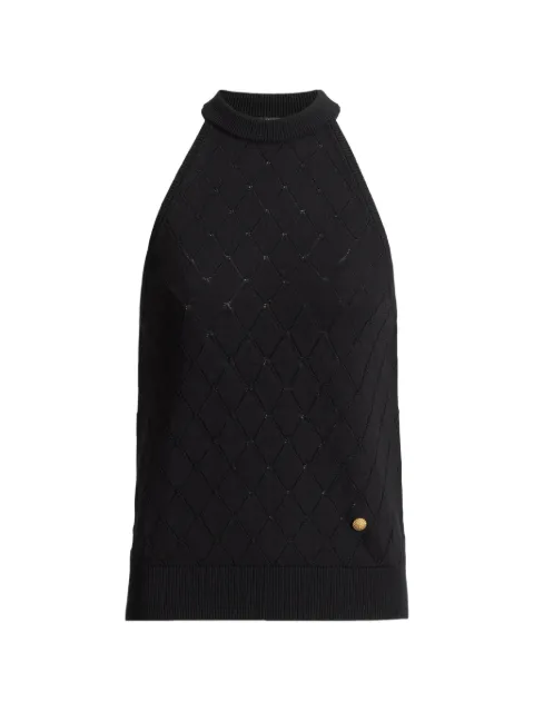 Balmain sleeveless knit top Black HF1AE089KJ99
