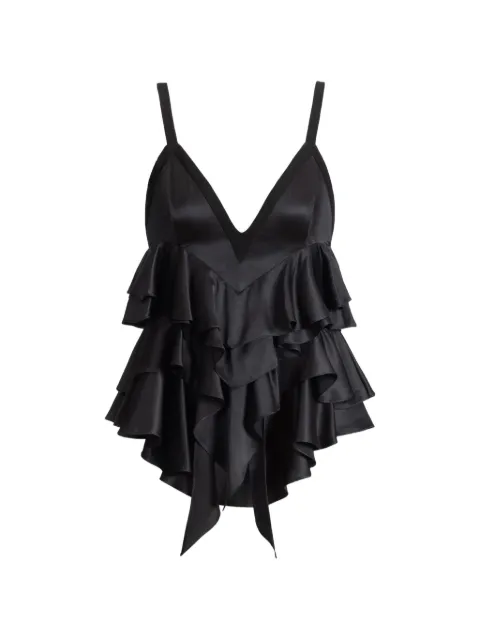 Balmain satin top with thin straps Black HF1AD102MI43