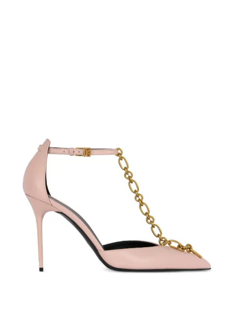 Balmain Sync leather stilettos with pointed-toe Pink FN1UA152LVIT