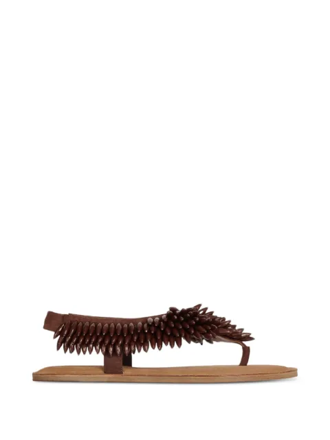 Balmain flat sandals in suede and beads Brown GN0UH242ARBD