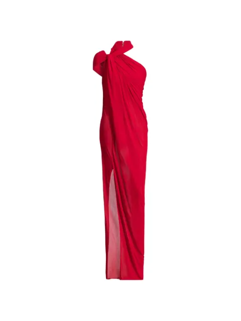Balmain long draped jersey dress Red HF1RPB50JM05