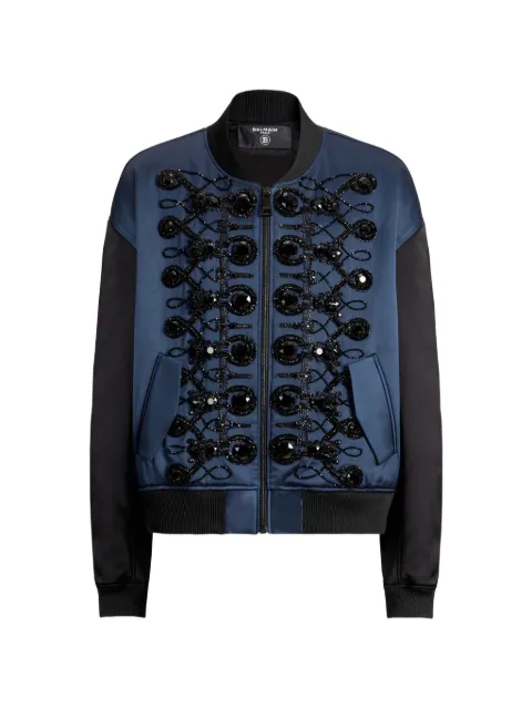 Balmain satin bomber jacket with frogging Blue HH1TFC85PD59