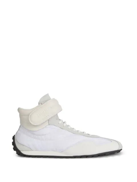 Balmain Racing mid-top trainers in nylon and leather White HM1VG424TYVC