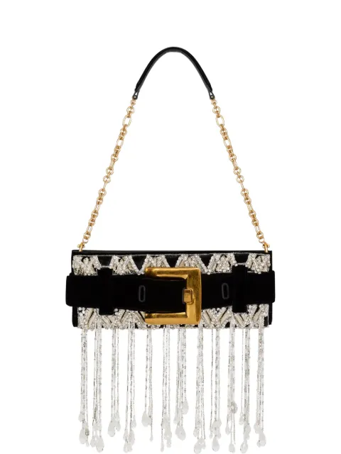 Balmain Anthem clutch in embroidered velvet Black HN1LB024AERV