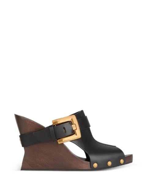 Balmain Anthem Wedge smooth leather mules Black HN1UR259LECX
