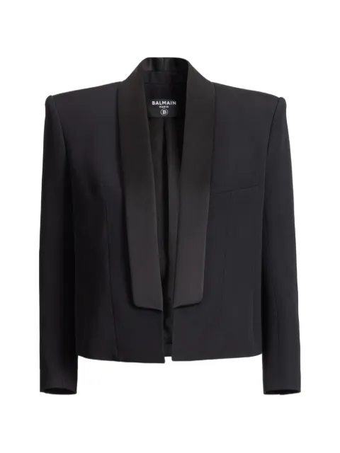 Balmain cropped grain de poudre jacket Black HF1SC305ME54