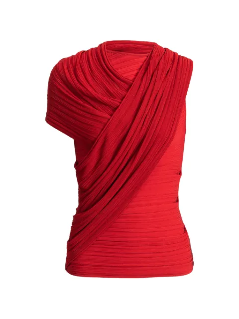 Balmain sleeveless asymmetrical viscose top Red HF1AK050KK08