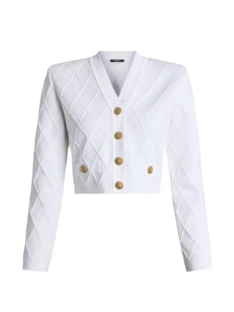 Balmain cropped knit cardigan White HF1KL007KK20