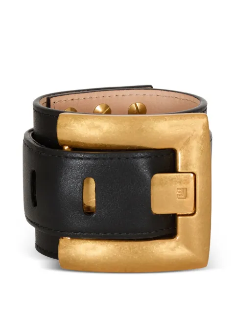 Balmain Anthem smooth leather bracelet Black HN1XF647MBLX