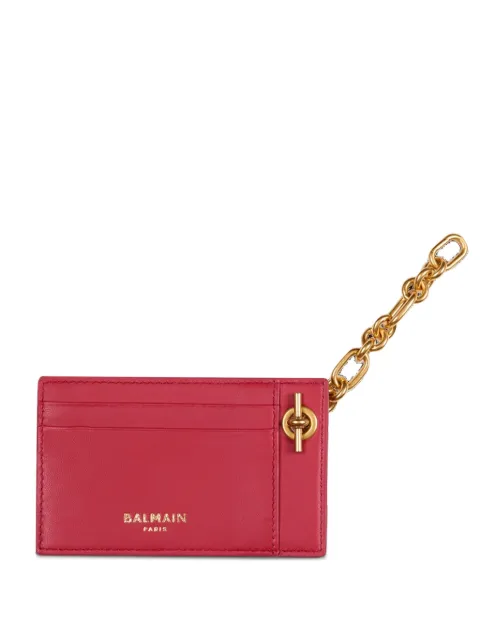 Balmain Pulse card holder in smooth leather Red HN1MA274LNSA