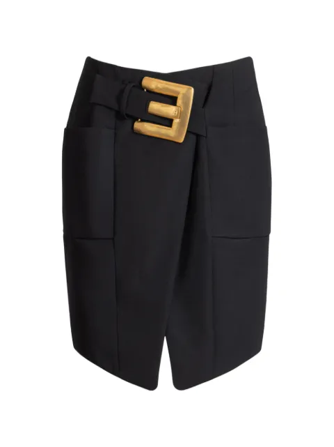 Balmain belted grain de poudre skirt Black HF1LBB22WC09