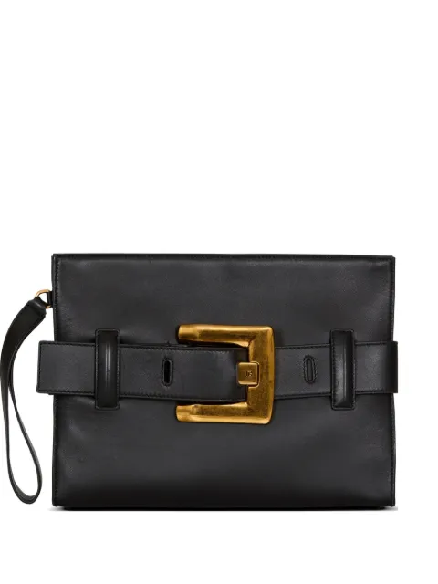 Balmain Anthem smooth-leather clutch Black HN1LC291LNSA