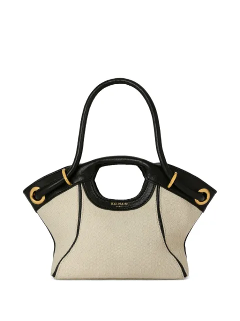 Balmain small tote in smooth leather and canvas Neutrals HN1FD087THBC