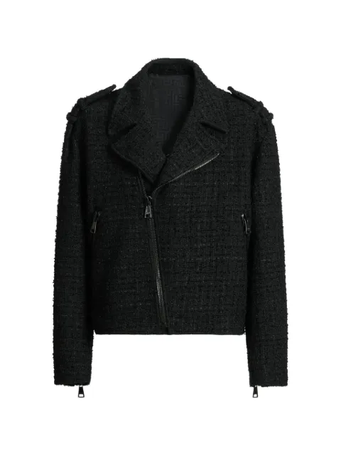 Balmain tweed biker jacket Black HH1TD605XM07