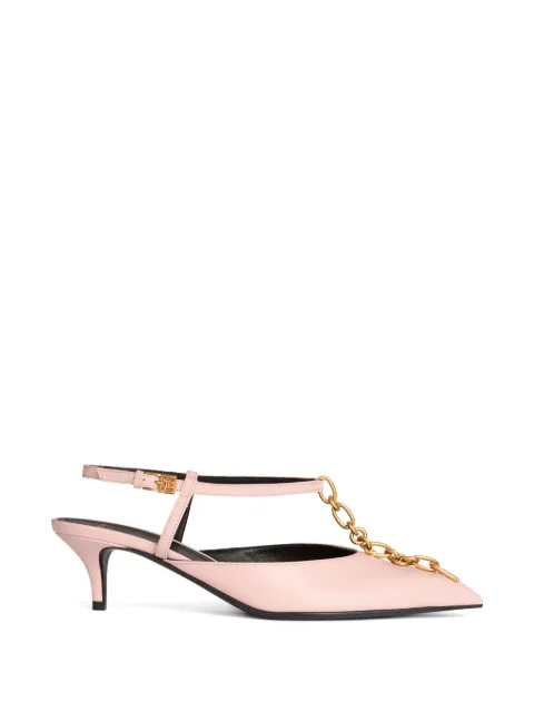 Balmain Sync chain kitten slingbacks in leather Pink HN1UA277LVIT