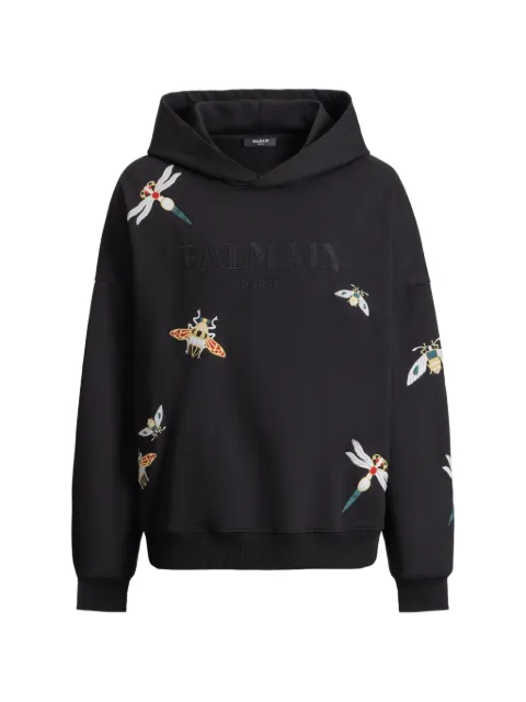 Balmain embroidered Balmain Insect hoodie Black HH1JT250GF69