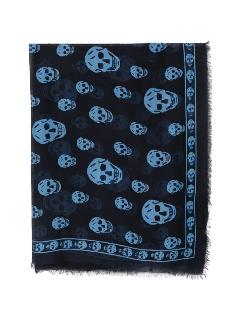 Alexander McQueen skull-print frayed scarf Black 8078894943Q