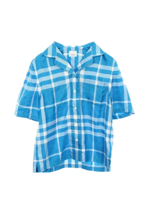 Burberry Pre-Owned 2020s check-pattern short-sleeve shirt Blue 1067342