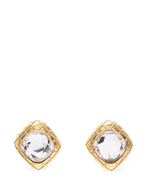 CHANEL Pre-Owned 1986-1988 matelassé rhinestone earrings Gold 1064678