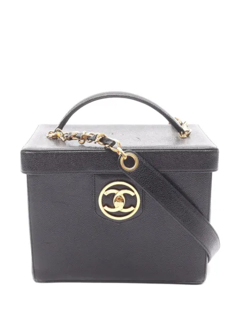 CHANEL Pre-Owned 1994-1996 Coco Mark Caviar-leather vanity tote bag Black 10688823705320
