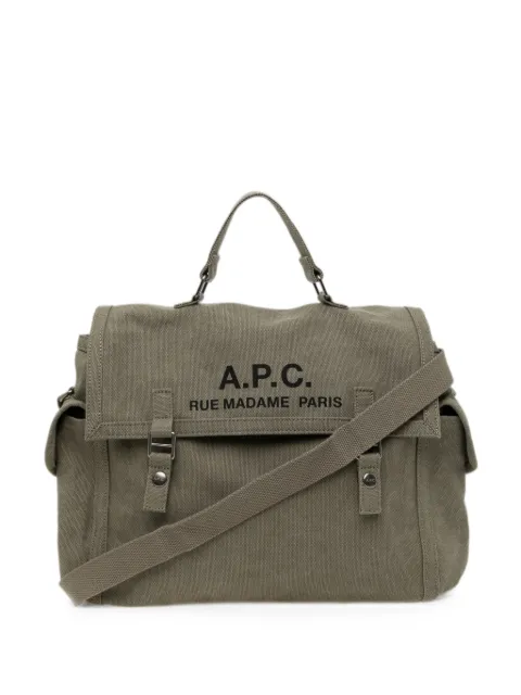 A.P.C. logo-print shoulder bag Green ACXBGBM1930MRKHX00F