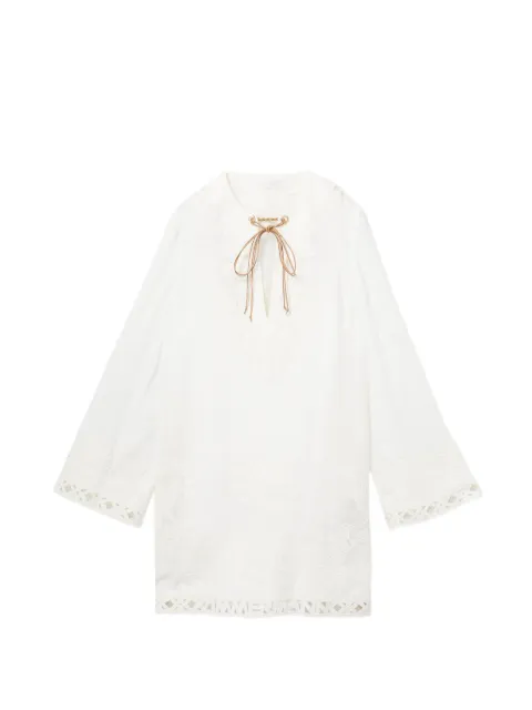 ZIMMERMANN Indra floral-embroidered mini dress Neutrals 7839DSS262