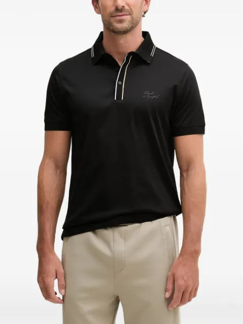 Karl Lagerfeld contrast-trim logo-patch polo shirt Black 745002562200