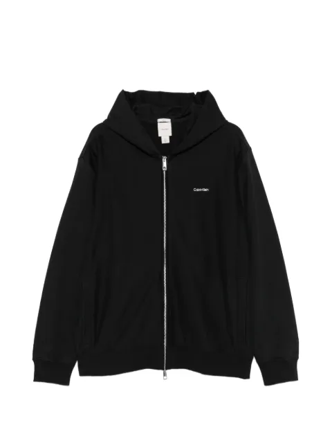 Calvin Klein embroidered-logo zip-up hoodie Black LV04LH218GUB1