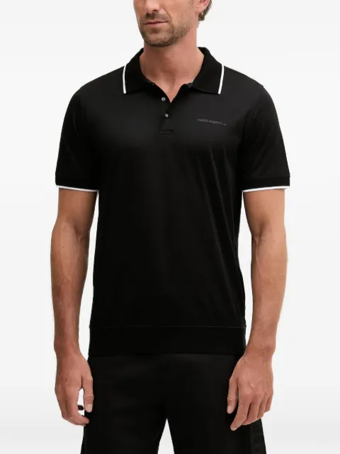 Karl Lagerfeld logo-detail tipped polo shirt Black 745080562200