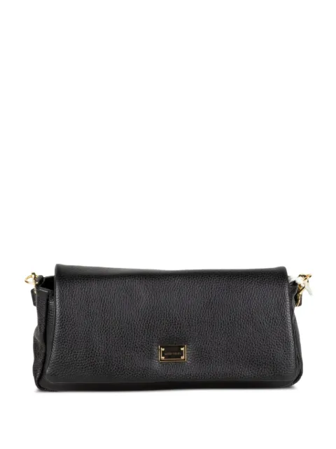 Marc Ellis logo-plaque pebbled-effect clutch bag Black VIRGINIAMBGX