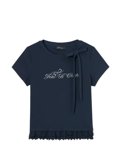 tout a coup bow-detail lace-trim T-shirt Blue M635AU6