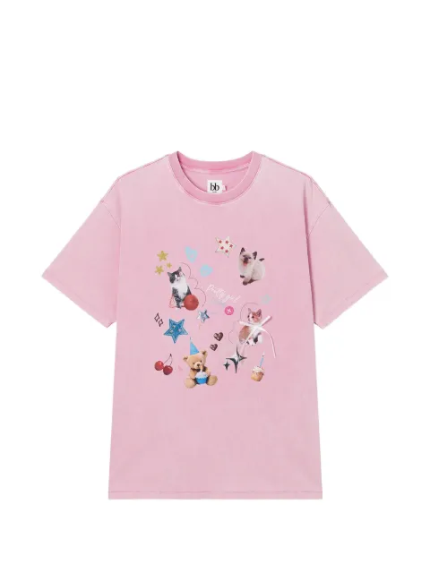 b+ab graphic-print bow-detail T-shirt Pink 6U678AS
