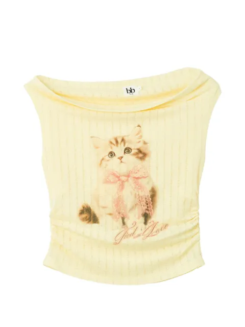 b+ab graphic-print ruched T-shirt Yellow 6U670AS