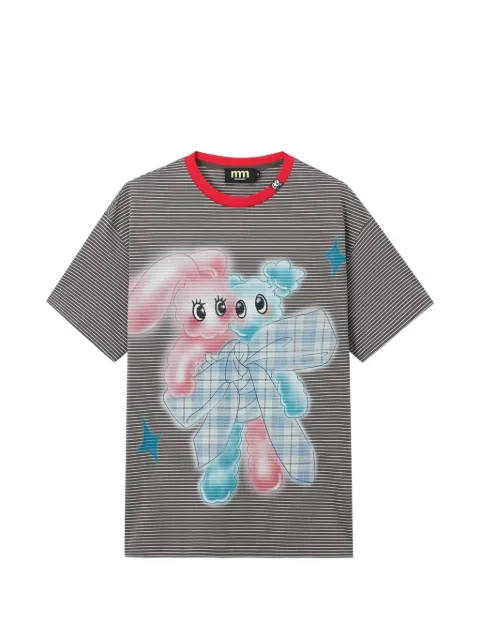 Mini Cream striped graphic-print cotton T-shirt Grey 6UM640A
