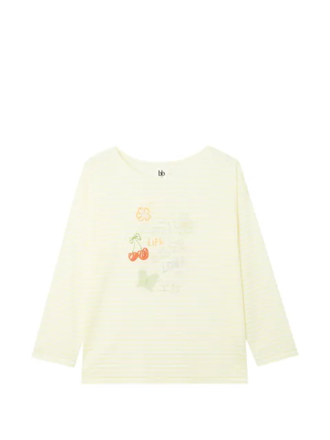 b+ab striped long-sleeve graphic-print T-shirt Yellow 6U680AS