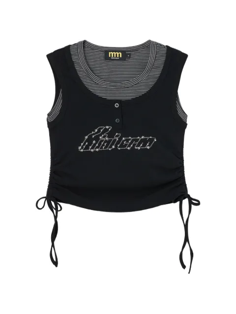 Mini Cream layered-effect tank top Black 6UM635B