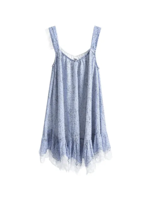 b+ab floral-print lace-trim mini dress Blue 6U182BS