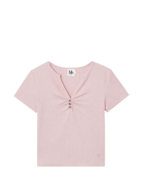 b+ab ribbed-knit ruched T-shirt Pink 6U668AS