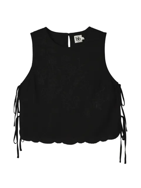 b+ab floral-embroidered scalloped-hem blouse Black 6U200AS