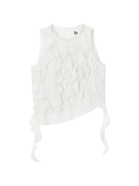 b+ab ruffled lace-trim blouse White 6U204AS